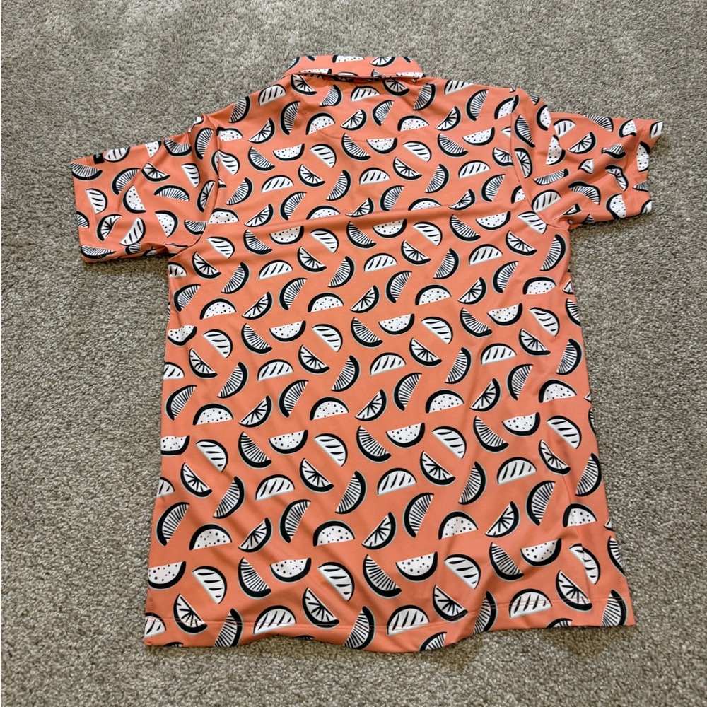 Bad Birdie Men’s The Melonator Golf Polo Shirt - Orange - Small - Picture 9 of 11
